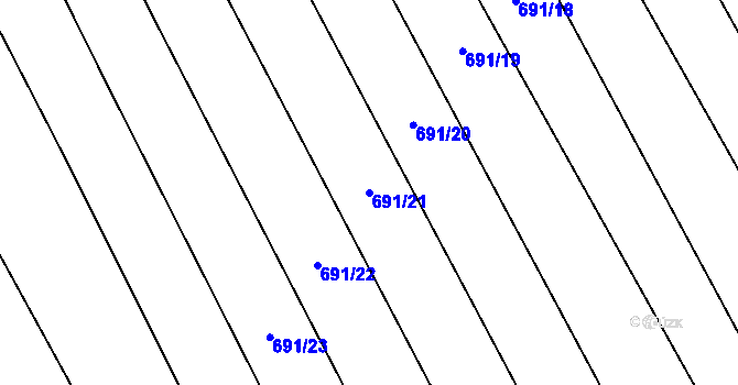 Parcela st. 691/21 v KÚ Stará Ves u Přerova, Katastrální mapa