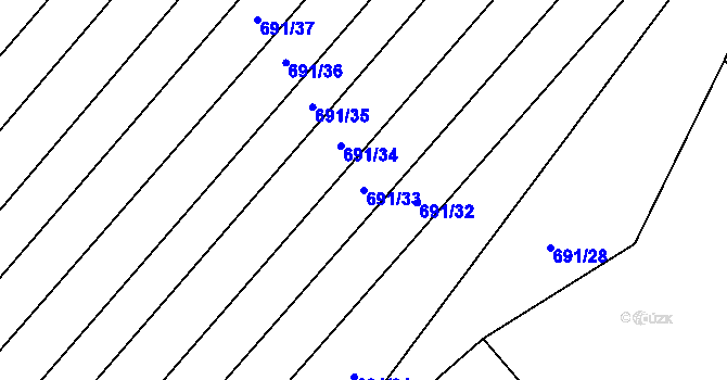 Parcela st. 691/33 v KÚ Stará Ves u Přerova, Katastrální mapa