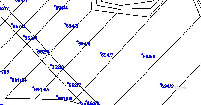 Parcela st. 694/7 v KÚ Stará Ves u Přerova, Katastrální mapa