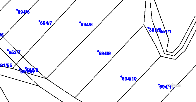 Parcela st. 694/9 v KÚ Stará Ves u Přerova, Katastrální mapa