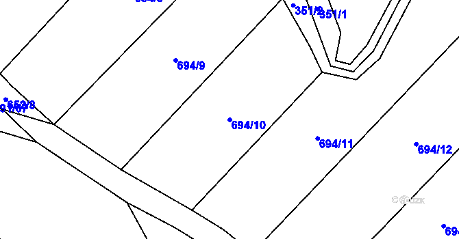 Parcela st. 694/10 v KÚ Stará Ves u Přerova, Katastrální mapa