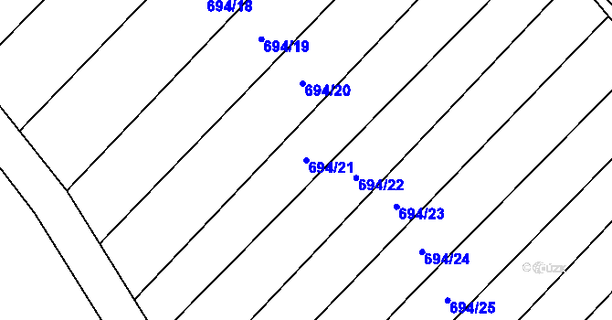 Parcela st. 694/21 v KÚ Stará Ves u Přerova, Katastrální mapa