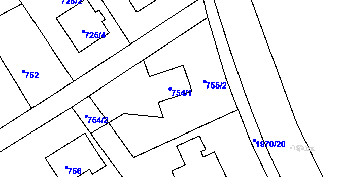 Parcela st. 754/1 v KÚ Stará Ves nad Ondřejnicí, Katastrální mapa