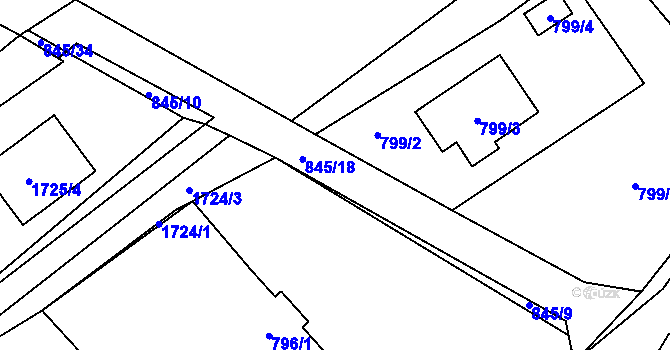 Parcela st. 845/19 v KÚ Stará Ves nad Ondřejnicí, Katastrální mapa