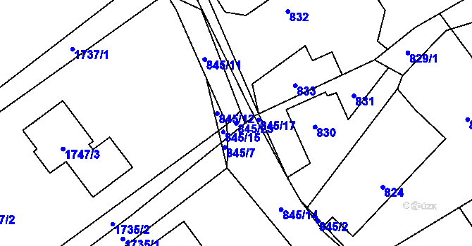 Parcela st. 845/25 v KÚ Stará Ves nad Ondřejnicí, Katastrální mapa