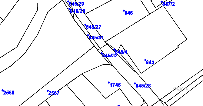 Parcela st. 845/32 v KÚ Stará Ves nad Ondřejnicí, Katastrální mapa