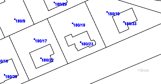 Parcela st. 180/23 v KÚ Stará Ves nad Ondřejnicí, Katastrální mapa
