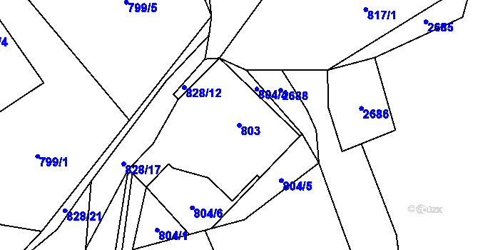 Parcela st. 803 v KÚ Stará Ves nad Ondřejnicí, Katastrální mapa