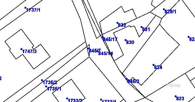 Parcela st. 845/14 v KÚ Stará Ves nad Ondřejnicí, Katastrální mapa