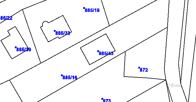 Parcela st. 885/43 v KÚ Stará Ves nad Ondřejnicí, Katastrální mapa