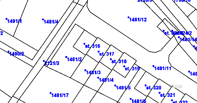 Parcela st. 317 v KÚ Stará Ves u Bílovce, Katastrální mapa