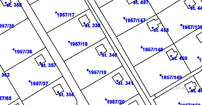 Parcela st. 340 v KÚ Stará Ves u Bílovce, Katastrální mapa