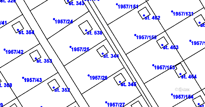 Parcela st. 344 v KÚ Stará Ves u Bílovce, Katastrální mapa