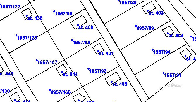 Parcela st. 407 v KÚ Stará Ves u Bílovce, Katastrální mapa