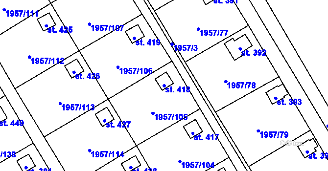 Parcela st. 418 v KÚ Stará Ves u Bílovce, Katastrální mapa