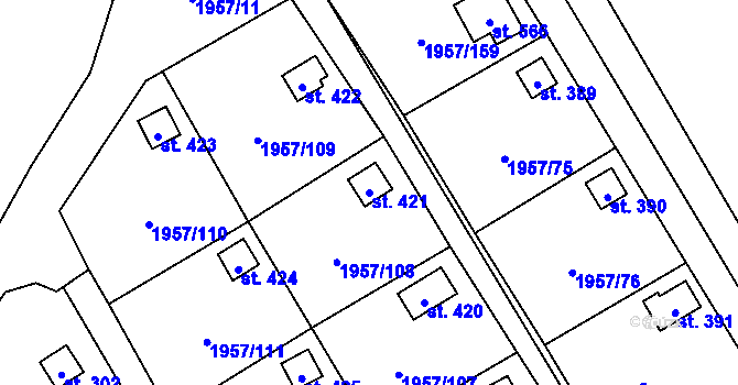 Parcela st. 421 v KÚ Stará Ves u Bílovce, Katastrální mapa