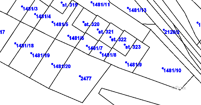 Parcela st. 1481/8 v KÚ Stará Ves u Bílovce, Katastrální mapa