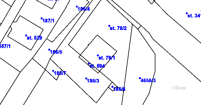 Parcela st. 78/1 v KÚ Stará Voda u Mariánských Lázní, Katastrální mapa