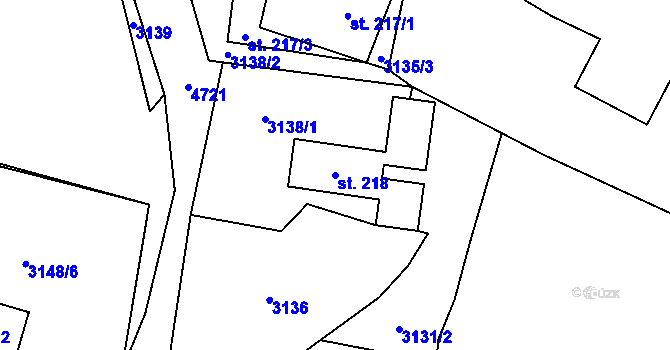Parcela st. 218 v KÚ Stará Voda u Mariánských Lázní, Katastrální mapa
