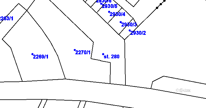 Parcela st. 280 v KÚ Stará Voda u Mariánských Lázní, Katastrální mapa