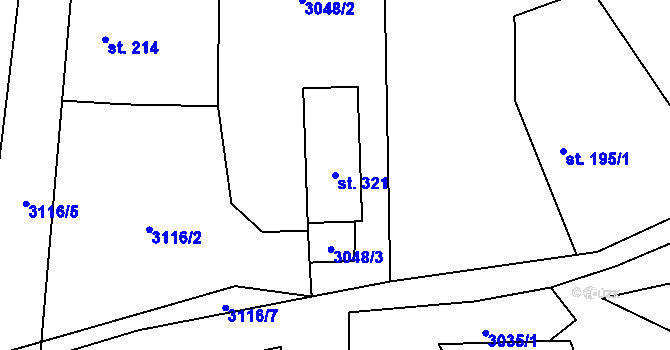 Parcela st. 321 v KÚ Stará Voda u Mariánských Lázní, Katastrální mapa
