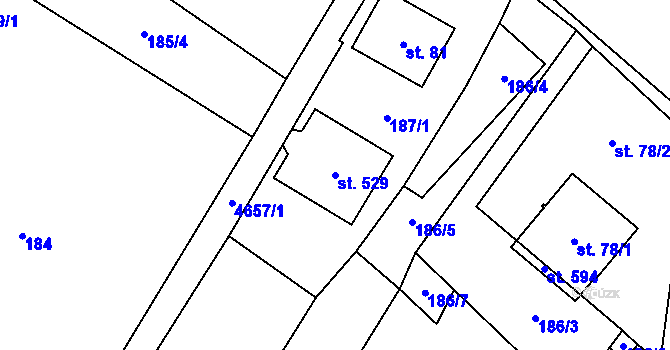 Parcela st. 529 v KÚ Stará Voda u Mariánských Lázní, Katastrální mapa