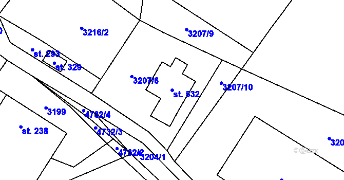 Parcela st. 532 v KÚ Stará Voda u Mariánských Lázní, Katastrální mapa