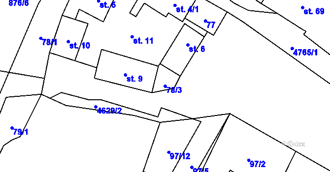 Parcela st. 78/3 v KÚ Stará Voda u Mariánských Lázní, Katastrální mapa