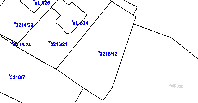 Parcela st. 3216/12 v KÚ Stará Voda u Mariánských Lázní, Katastrální mapa