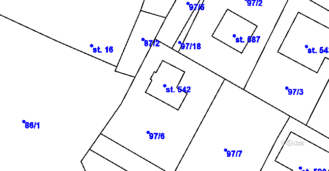 Parcela st. 542 v KÚ Stará Voda u Mariánských Lázní, Katastrální mapa