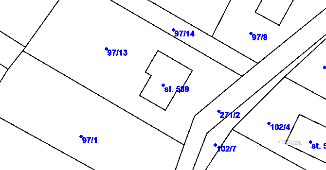 Parcela st. 589 v KÚ Stará Voda u Mariánských Lázní, Katastrální mapa