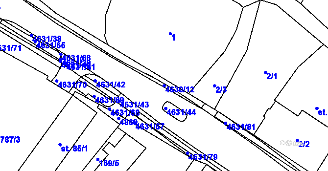 Parcela st. 4630/12 v KÚ Stará Voda u Mariánských Lázní, Katastrální mapa