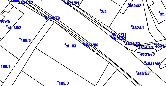 Parcela st. 4631/80 v KÚ Stará Voda u Mariánských Lázní, Katastrální mapa