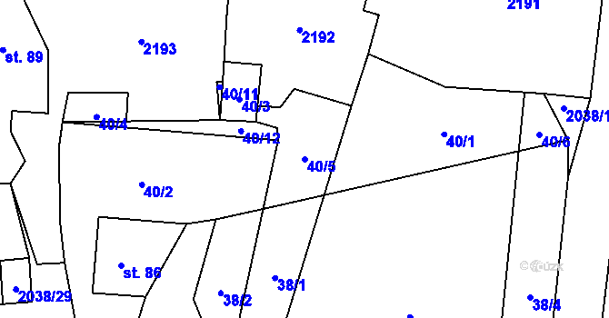 Parcela st. 40/5 v KÚ Vysoká u Staré Vody, Katastrální mapa