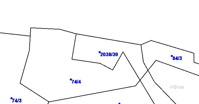 Parcela st. 2038/39 v KÚ Vysoká u Staré Vody, Katastrální mapa