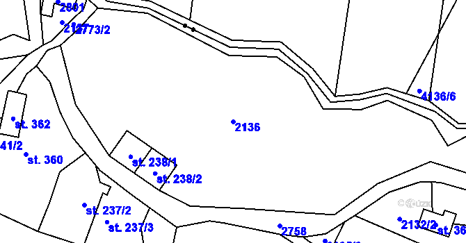 Parcela st. 2136 v KÚ Jedlová u Staré Vody, Katastrální mapa