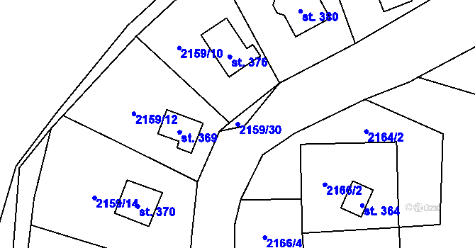 Parcela st. 2159/30 v KÚ Jedlová u Staré Vody, Katastrální mapa