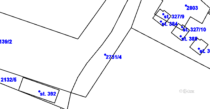 Parcela st. 2731/4 v KÚ Jedlová u Staré Vody, Katastrální mapa