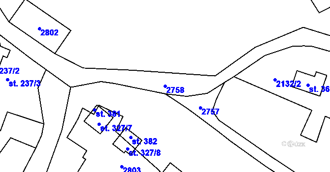 Parcela st. 2758 v KÚ Jedlová u Staré Vody, Katastrální mapa