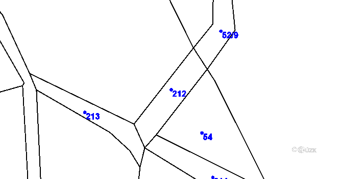 Parcela st. 212 v KÚ Nové Mohelno, Katastrální mapa