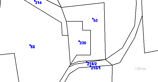 Parcela st. 230 v KÚ Nové Mohelno, Katastrální mapa