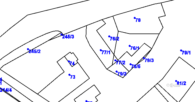 Parcela st. 77 v KÚ Stará Voda, Katastrální mapa