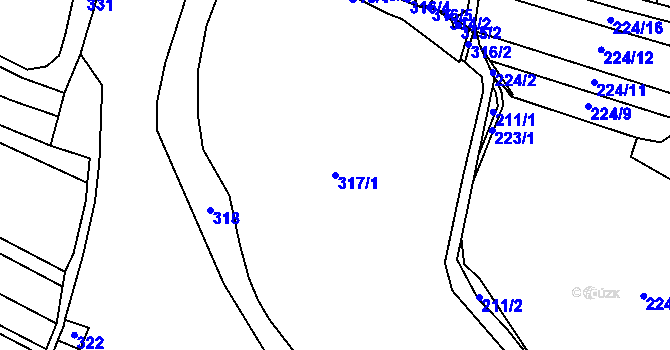 Parcela st. 317/1 v KÚ Stará Voda, Katastrální mapa