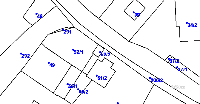 Parcela st. 52/2 v KÚ Stará Voda, Katastrální mapa