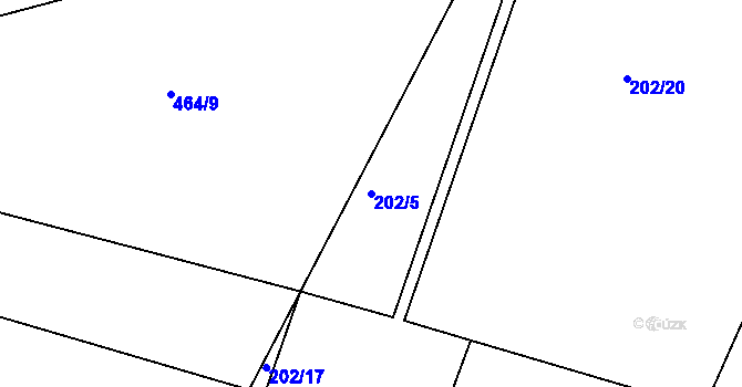 Parcela st. 202/5 v KÚ Stará Voda, Katastrální mapa