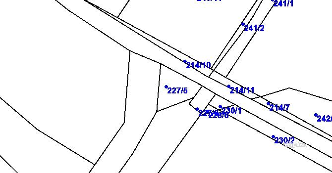 Parcela st. 227/5 v KÚ Stará Voda, Katastrální mapa