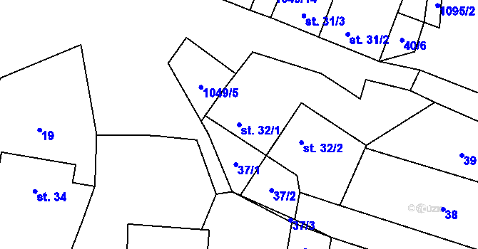 Parcela st. 32/1 v KÚ Stará Vožice, Katastrální mapa
