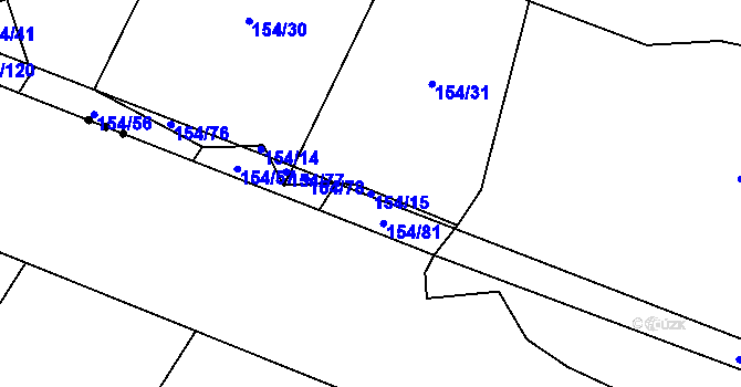 Parcela st. 154/15 v KÚ Stará Vožice, Katastrální mapa