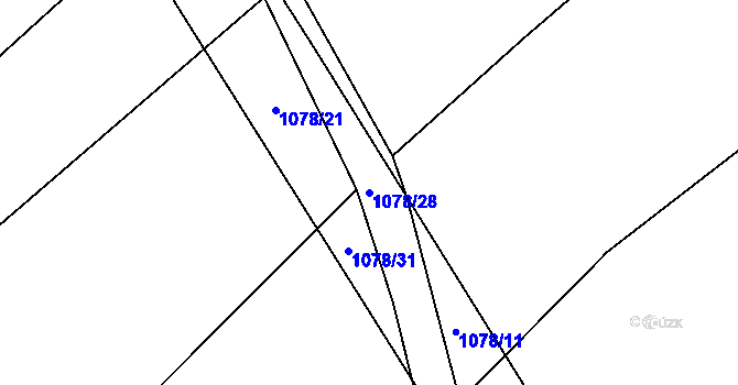 Parcela st. 1078/28 v KÚ Stará Vožice, Katastrální mapa