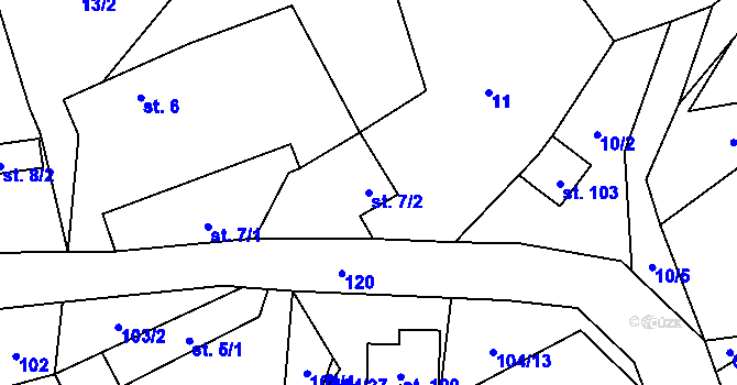 Parcela st. 7/2 v KÚ Dřevce, Katastrální mapa